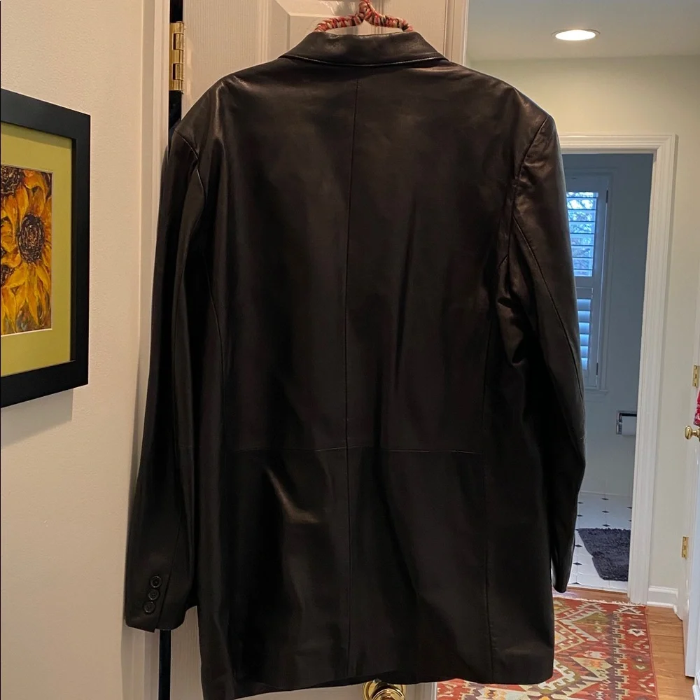 Jones New York Black Leather Sport Coat